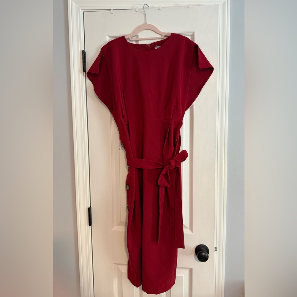 ASOS Maternity cap sleeve split sleeve midi dress with button skirt